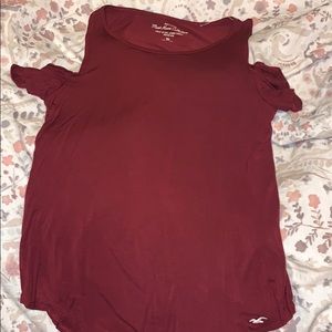 cut out sleeve maroon blouse